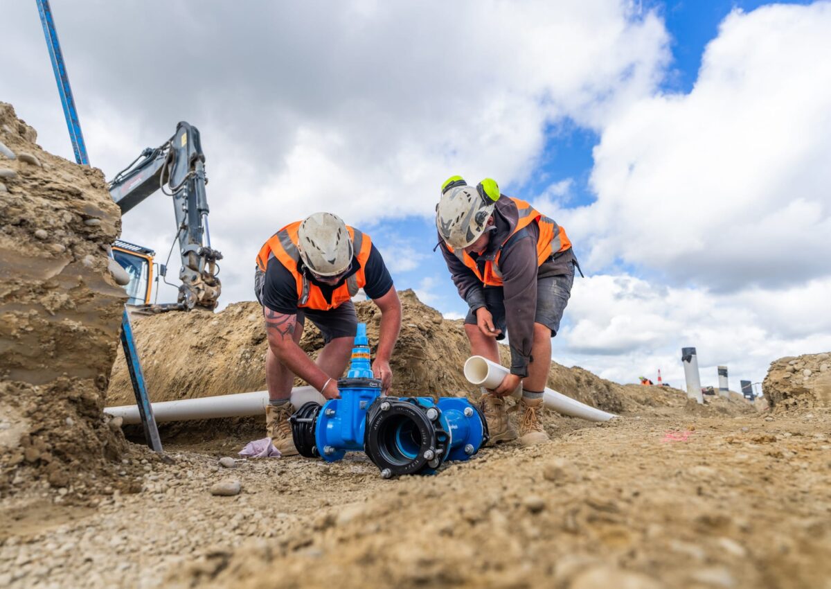 Drainage pipe installation progresses across the site, with the team preparing services that support long-term civil construction and subdivision infrastructure.