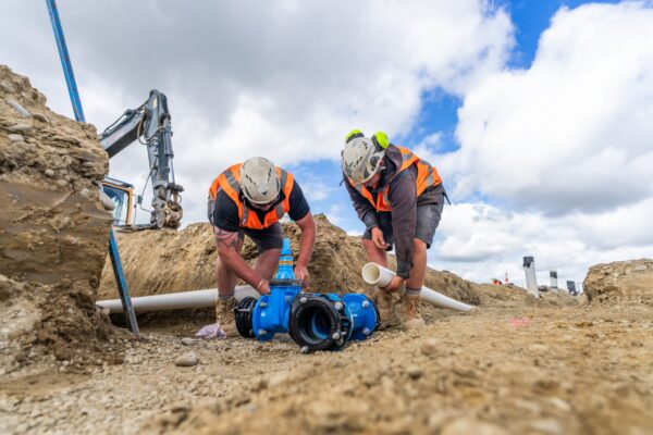 Drainage pipe installation progresses across the site, with the team preparing services that support long-term civil construction and subdivision infrastructure.